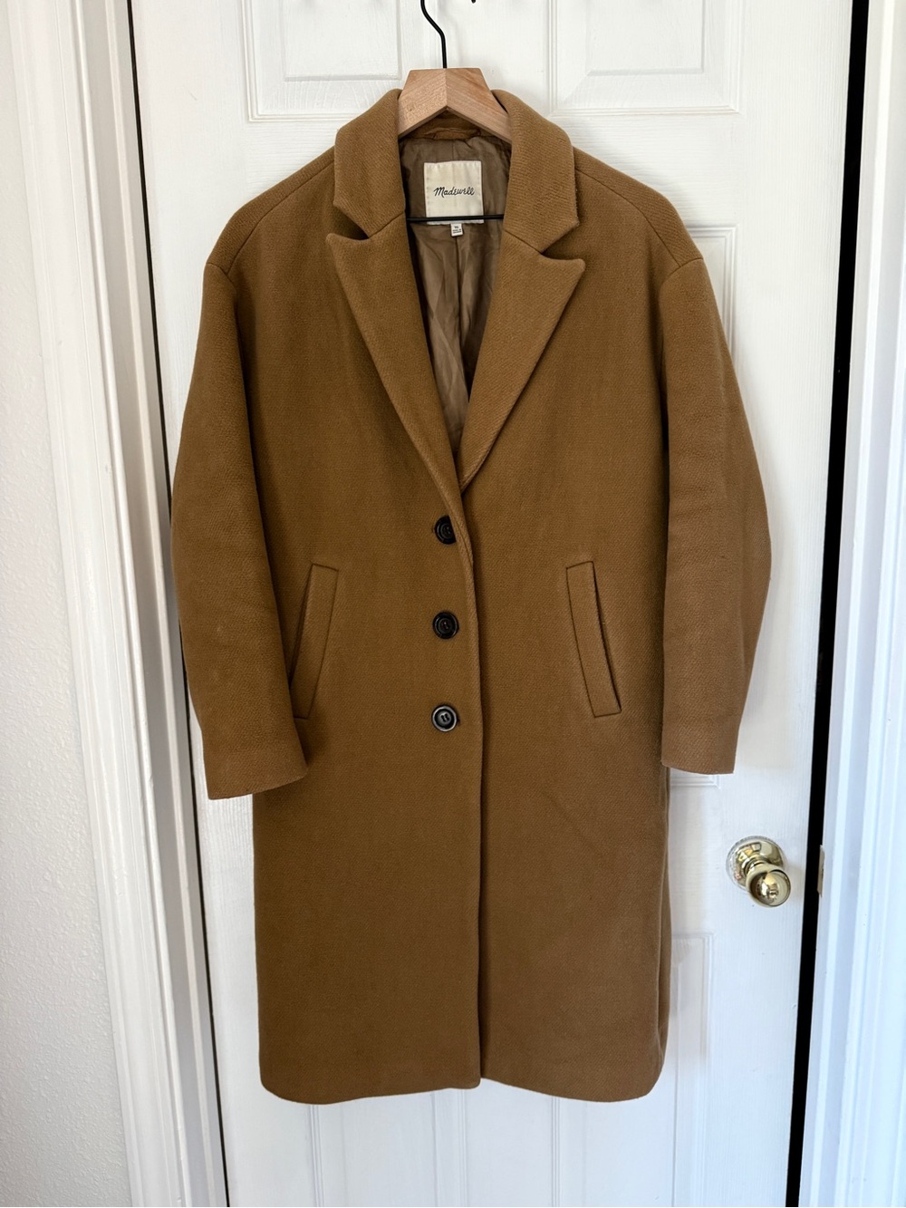 Madewell The Bergen Cocoon Coat Wool Blend Camel Tan Overcoat Size XS